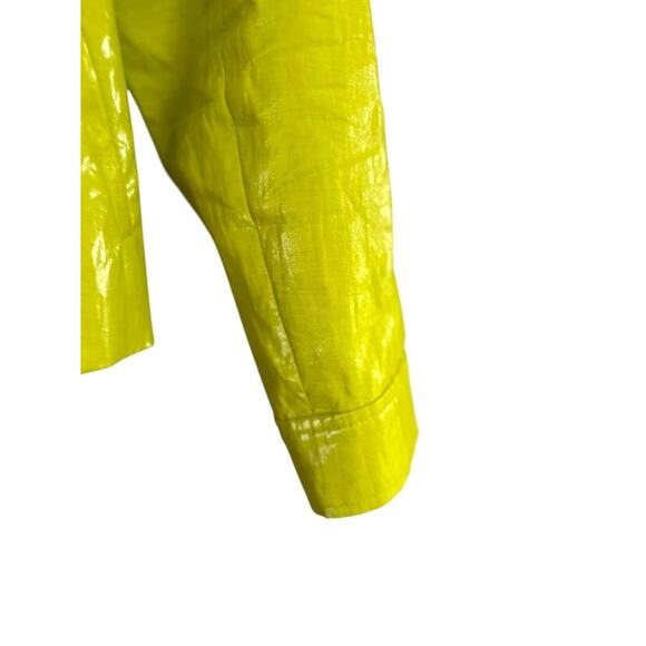 Lundstrom Jacket Womens 10 Waxed Linen Bright Yellow Pockets Snap Front Modern - Picture 4 of 7